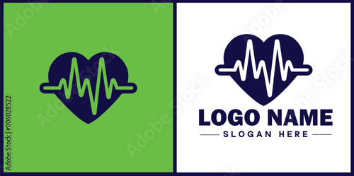 Heart with pulse icon Heartbeat icon Cardiogram symbol Pulse sign flat logo sign symbol editable vector