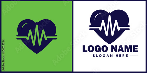 Heart with pulse icon Heartbeat icon Cardiogram symbol Pulse sign flat logo sign symbol editable vector
