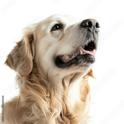 An adorable playful goldenretriever isolated on white background photo