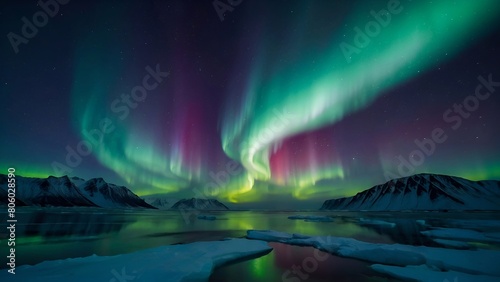 aurora borealis over the lake