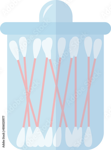 Glass jar with cotton swabs vector flat illustration (ID: 806028977)