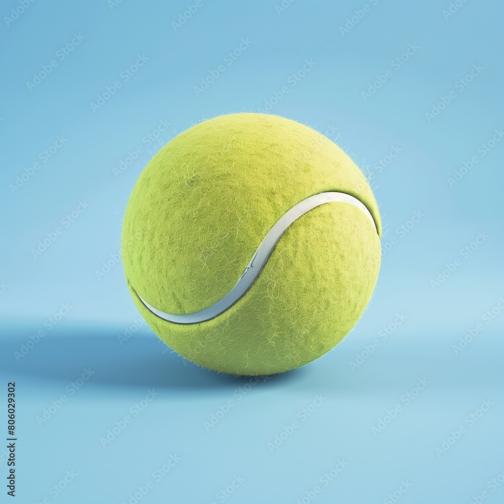 yellow tennis ball against blue background