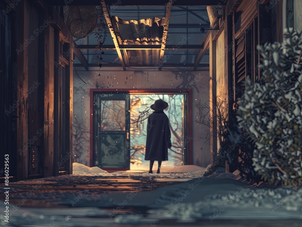 Illustrate the barrier between an individual with social anhedonia and the warmth of human connection Illustrate the barrier between an individual with social anhedonia and the warmth of human connection