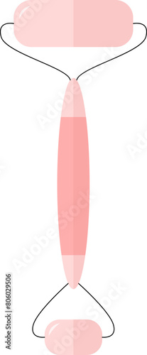 Rose quartz facial roller massager flat vector illustration (ID: 806029506)