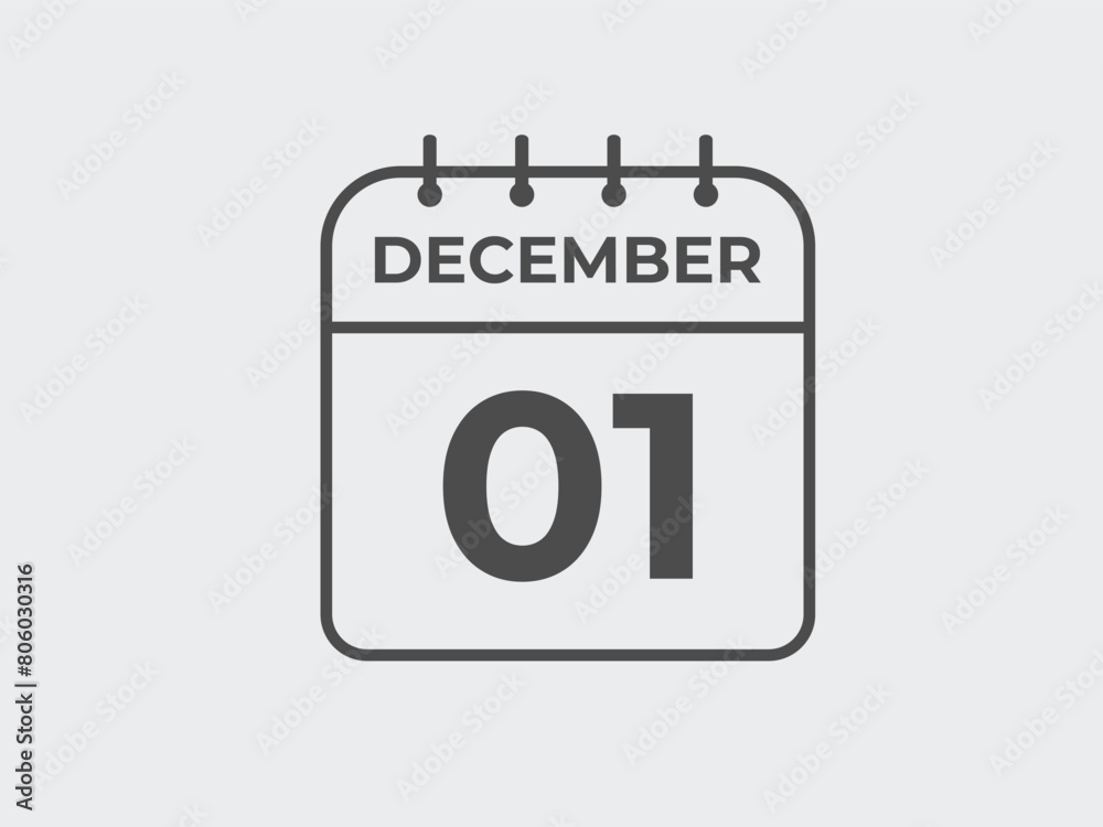 December 1 calendar reminder. 1 December daily calendar icon template. Calendar 1 December icon Design template. Vector illustration
December 1 calendar reminder. 1 December daily calendar icon template. Calendar 1 December icon Design template. Vector illustration