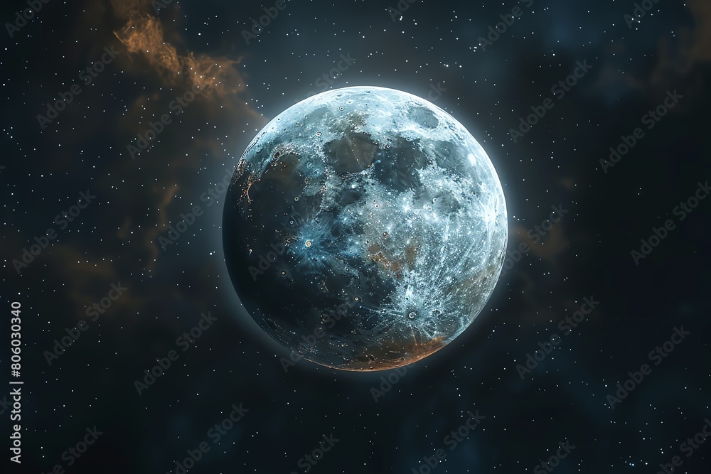 Realistic view of a penumbral lunar eclipse, subtle shadowing Realistic view of a penumbral lunar eclipse, subtle shadowing