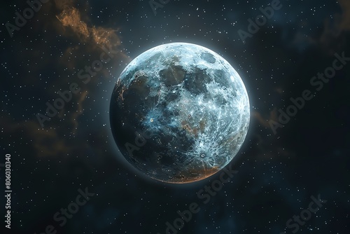 Realistic view of a penumbral lunar eclipse, subtle shadowing photo