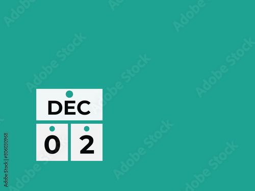 December 2 calendar reminder. 2 December daily calendar icon template. Calendar 2 December icon Design template. Vector illustration
