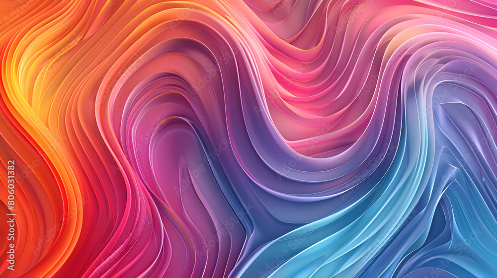 Obraz premium A vibrant abstract background with flowing waves of color, abstract background with multicolored wavy lines, Iridescent holographic abstract rainbow seamless pattern