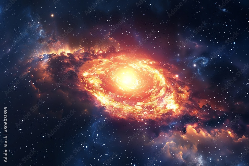 Distant supernova, realistic, glowing edges, dark surrounding space