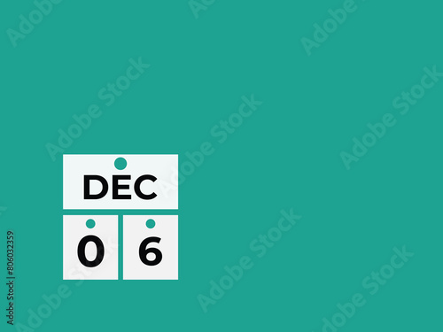 December 6 calendar reminder. 6 December daily calendar icon template. Calendar 6 December icon Design template. Vector illustration
