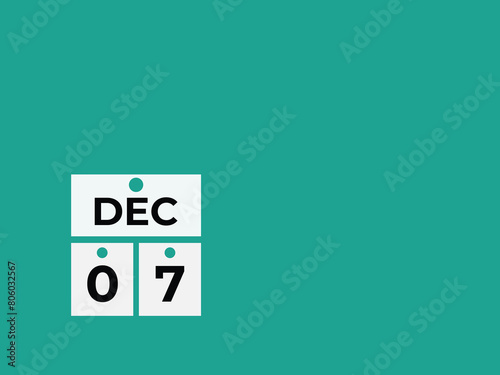 December 7 calendar reminder. 7 December daily calendar icon template. Calendar 7 December icon Design template. Vector illustration
