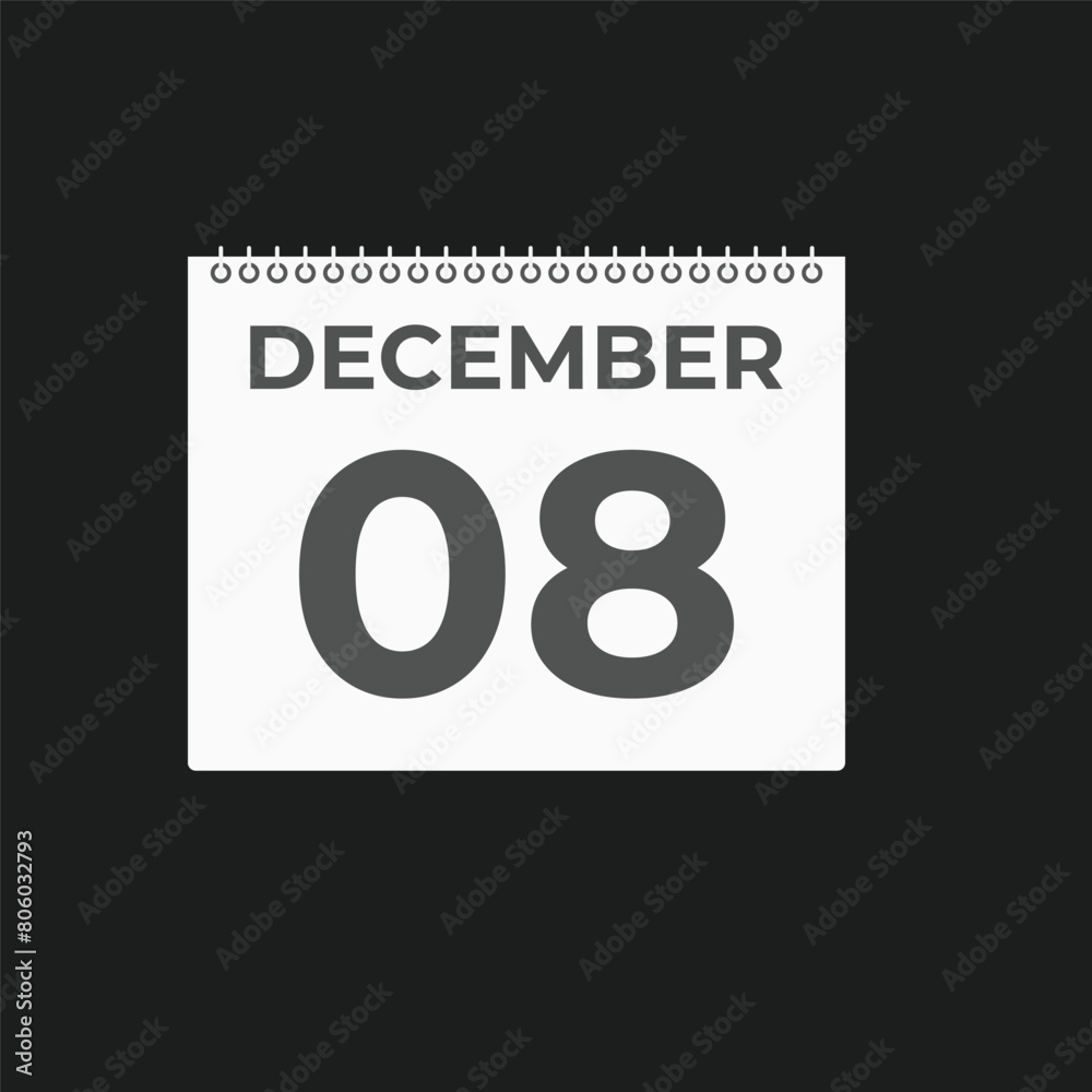 December 8 calendar reminder. 8 December daily calendar icon template. Calendar 8 December icon Design template. Vector illustration
December 8 calendar reminder. 8 December daily calendar icon template. Calendar 8 December icon Design template. Vector illustration
