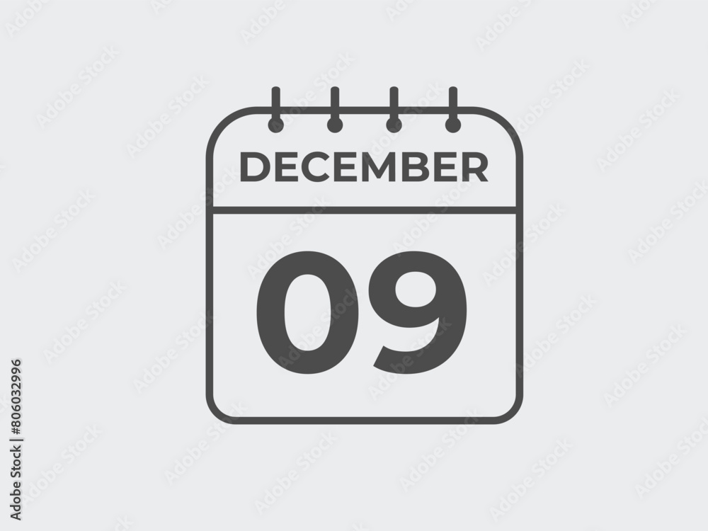 December 9 calendar reminder. 9 December daily calendar icon template. Calendar 9 December icon Design template. Vector illustration
December 9 calendar reminder. 9 December daily calendar icon template. Calendar 9 December icon Design template. Vector illustration