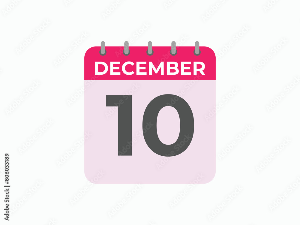 December 10 calendar reminder. 10 December daily calendar icon template. Calendar 10 December icon Design template. Vector illustration
December 10 calendar reminder. 10 December daily calendar icon template. Calendar 10 December icon Design template. Vector illustration