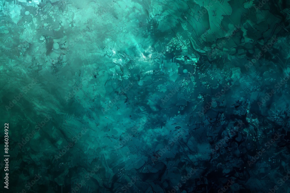 Obraz premium Viridian green blue grainy color gradient background glowing noise texture cover header poster design