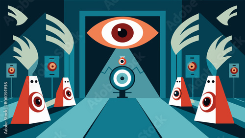 Hidden speakers emitted random bursts of static and distorted voices further adding to the sense of paranoia and confusion in the Paranoia Induction.