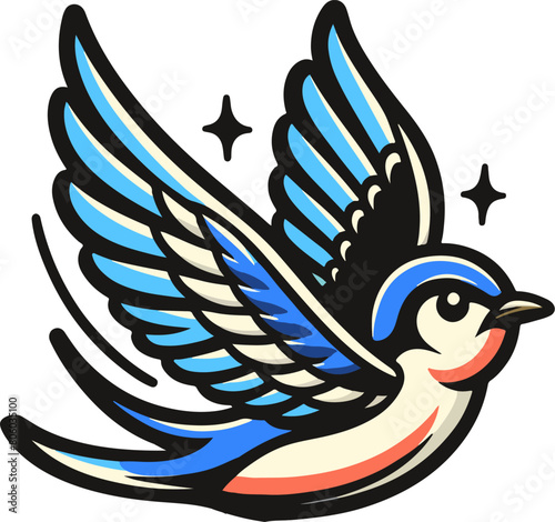 Blue Swallow Flying, Swallow tattoo, tattoo, swallow bird, bird in a vector svg or png or a Sparrow Tattoo