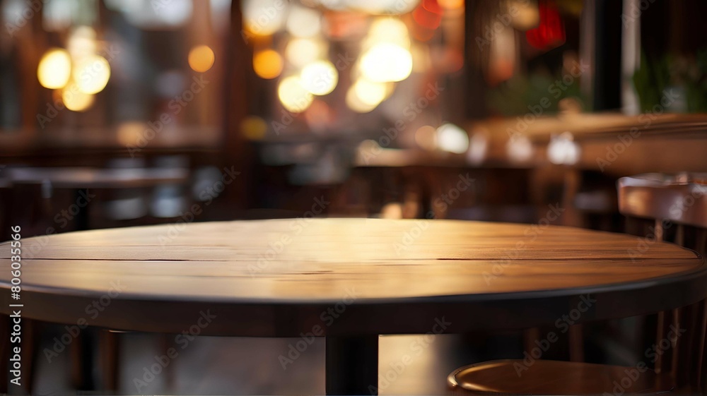 empty table wooden with light cafe bokeh background empty table wooden with light cafe bokeh background