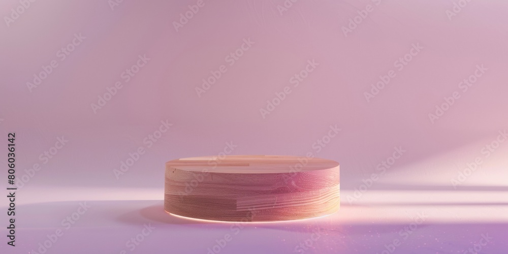 Serene Ash Wood Podium on Gradient Lilac Background with Soft Glow Serene Ash Wood Podium on Gradient Lilac Background with Soft Glow