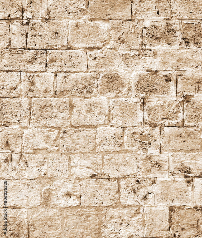 Textured Limestone Wall Front View Sepia Tone Textured Limestone Wall Front View Sepia Tone