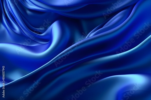 3d silk luxury texture background. Fluid iridescent holographic neon curved wave in motion blue background. Silky cloth luxury fluid wave banner.