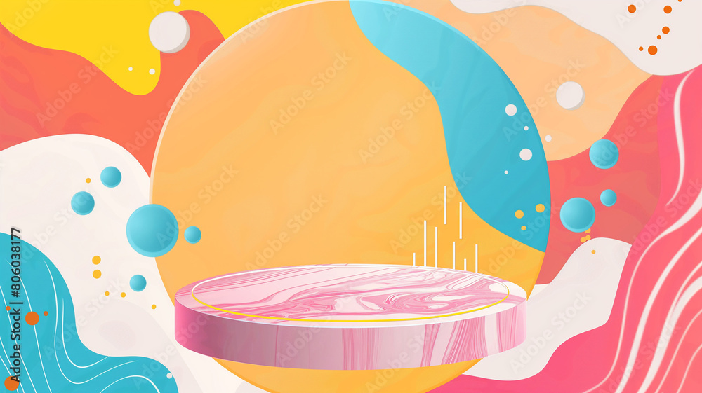 Pop art concept pink podium. Colorful background in pop art retro comic style. Summer concept Pop art concept pink podium. Colorful background in pop art retro comic style. Summer concept