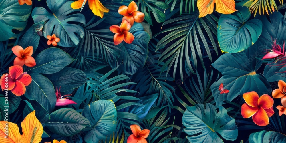 colorful tropical leaves background