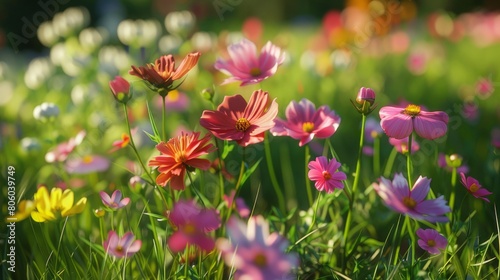 Wallpaper Mural Beautiful flowers growing in a field, garden, vegetable garden. Multi-colored flowers. Torontodigital.ca
