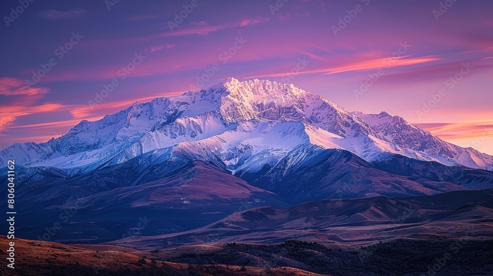 Snow-capped peaks at dawn
