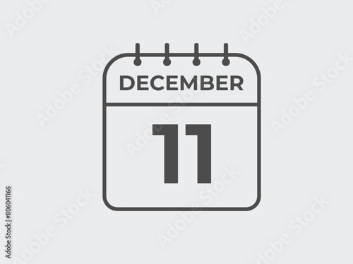 MobileDecember  11 calendar reminder. 11 December  daily calendar icon template. Calendar 11 December  icon Design template. Vector illustration

