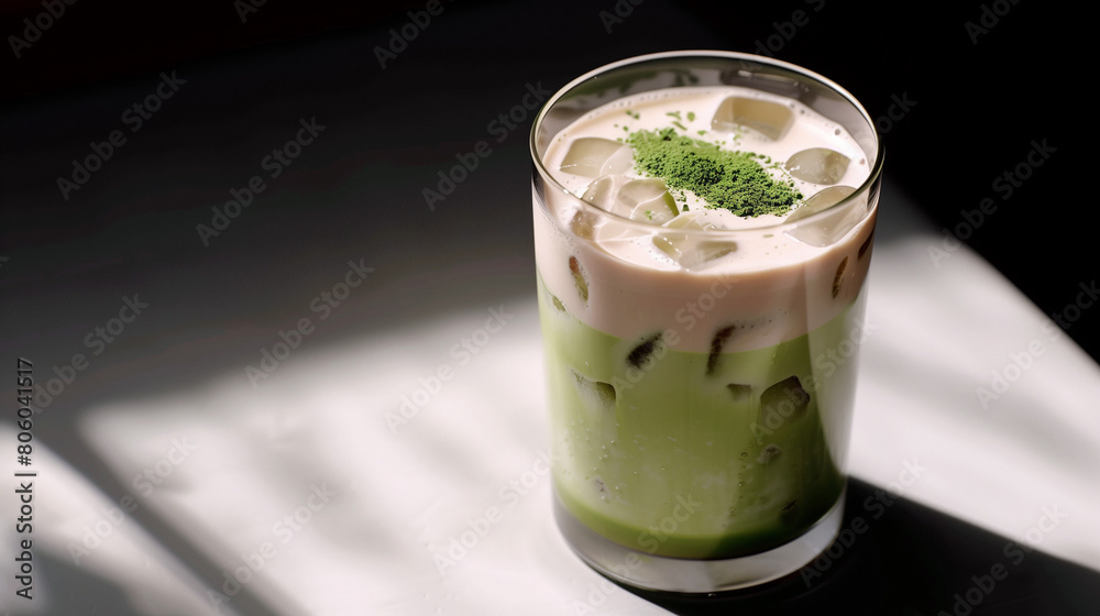 A glass of matcha latte'. AI Generative A glass of matcha latte'. AI Generative