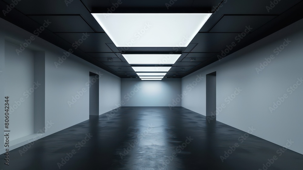 room with lighting the ceiling is black, each projector facing a wall room with lighting the ceiling is black, each projector facing a wall