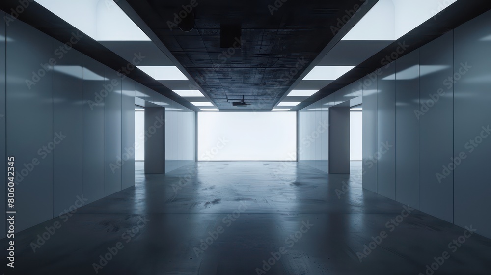 room with lighting the ceiling is black, each projector facing a wall room with lighting the ceiling is black, each projector facing a wall
