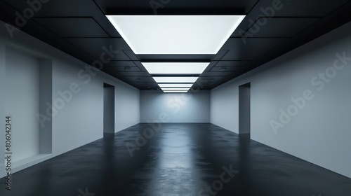 room with lighting the ceiling is black, each projector facing a wall © MADGALLERY