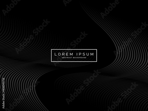 Black abstract background design. Modern wavy lines  guilloche curves  pattern in monochrome colors. Premium line texture for banner  business background.