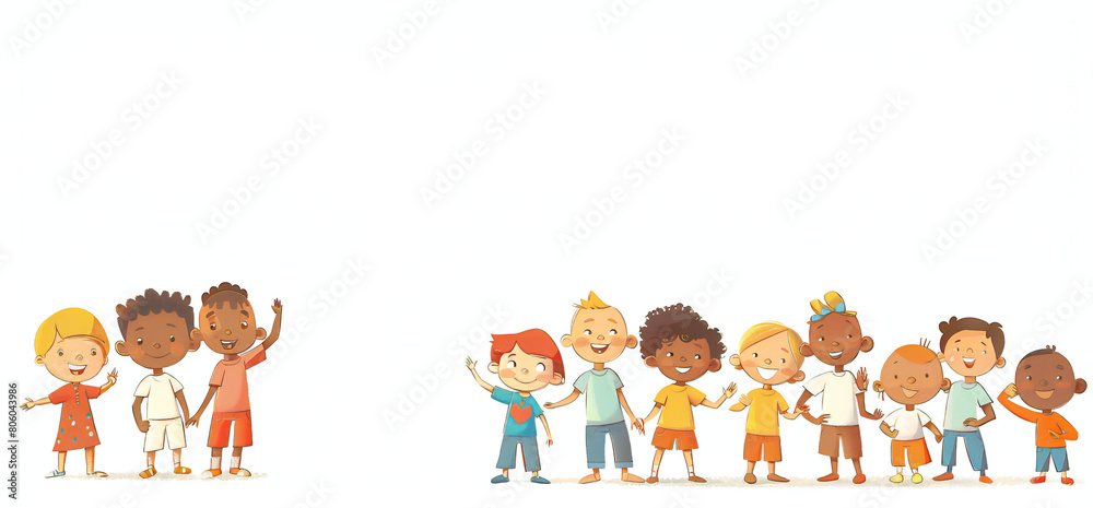 Global Celebration of Children's Day. Illustration Featuring Happy Children Enjoying Fun and Togetherness, Promoting Education and Friendship in a Colourful and Joyful Event Global Celebration of Children's Day. Illustration Featuring Happy Children Enjoying Fun and Togetherness, Promoting Education and Friendship in a Colourful and Joyful Event