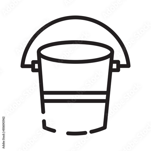 Bath Bucket Pail Line Icon