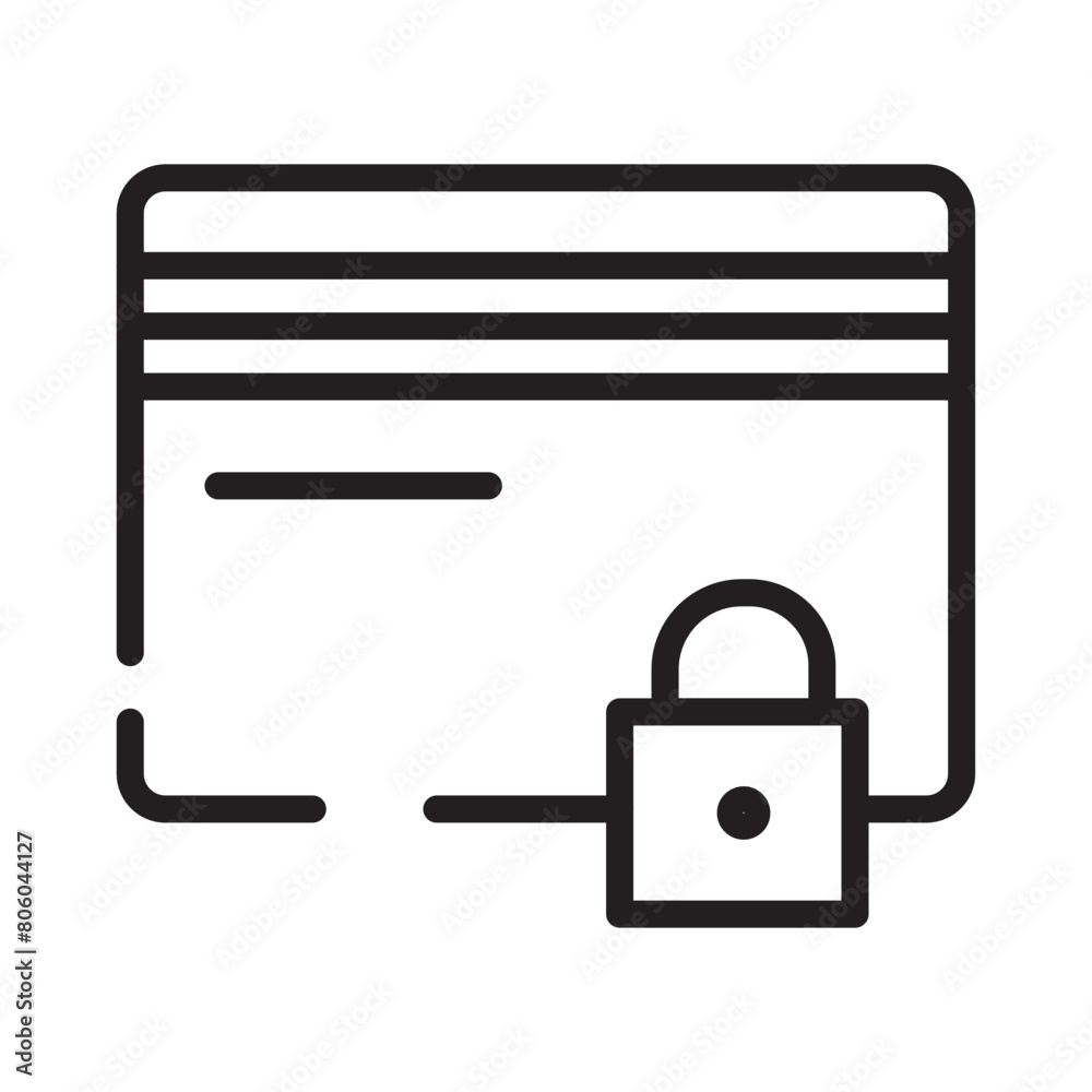Card Cards Lock Line Icon Card Cards Lock Line Icon