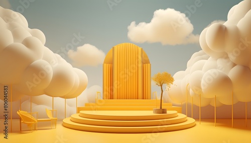 Cloud floating on yellow background 