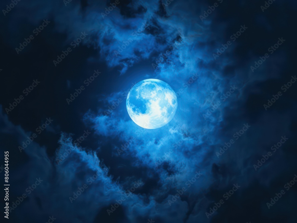 Fototapeta premium dark blue sun in black background