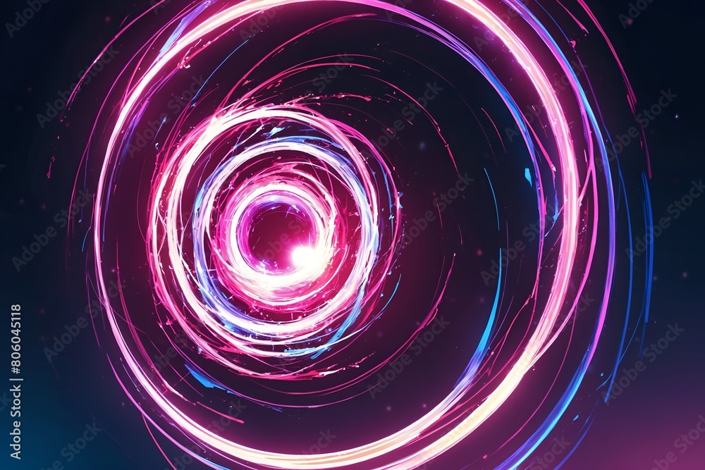 Obraz premium A colorful, swirling circle with a bright pink center