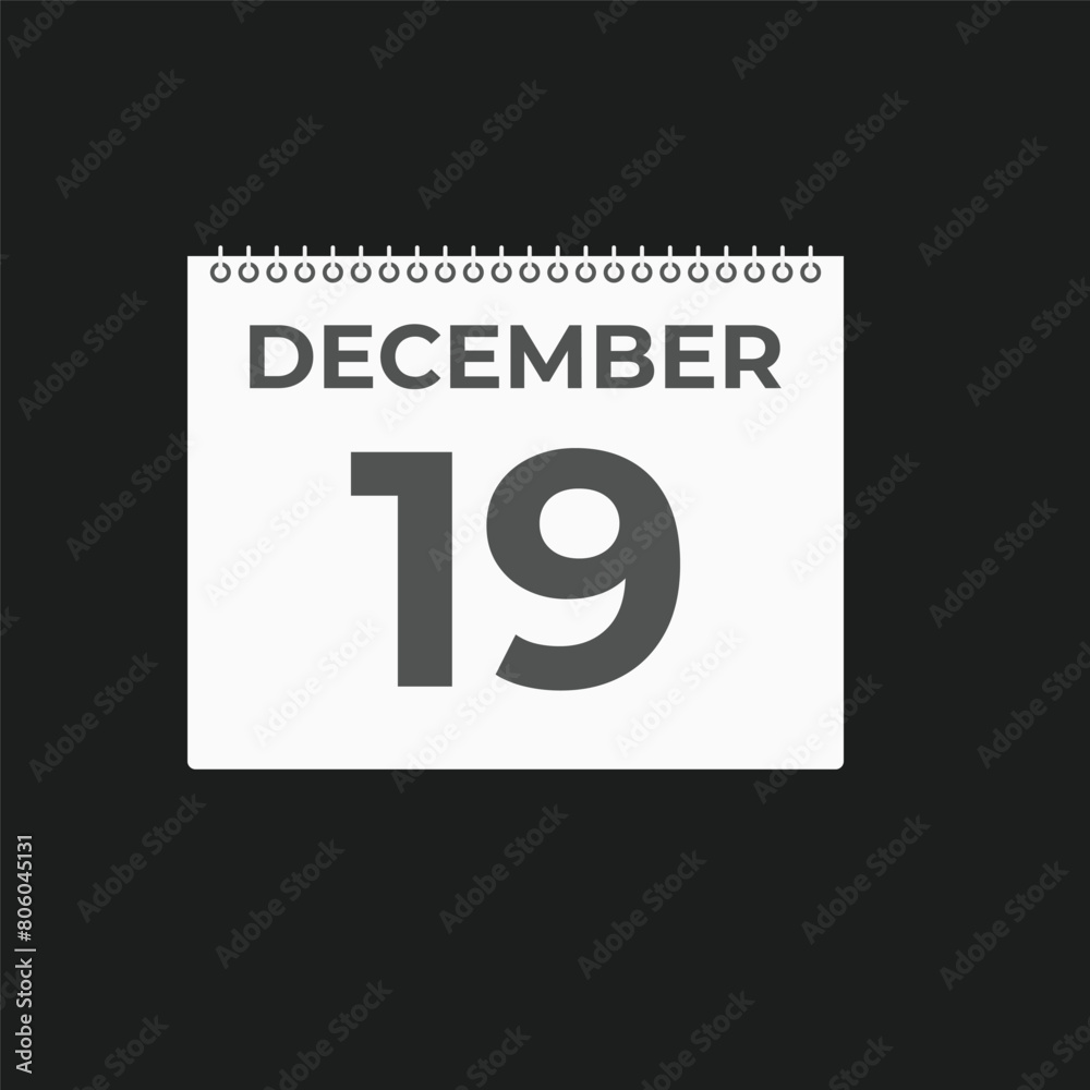 December 19 calendar reminder. 19 December daily calendar icon template. Calendar 19 December icon Design template. Vector illustration
December 19 calendar reminder. 19 December daily calendar icon template. Calendar 19 December icon Design template. Vector illustration