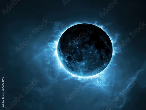 dark blue sun in black background