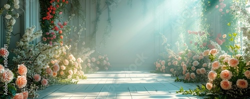 Decorations with a dominant background of green flowers are suitable for wedding designs