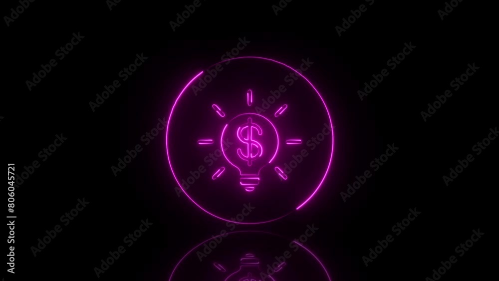 Glowing neon light bulb and energy concept with dollar sign animation. dollar and businessman icon success concept Glowing neon light bulb and energy concept with dollar sign animation. dollar and businessman icon success concept