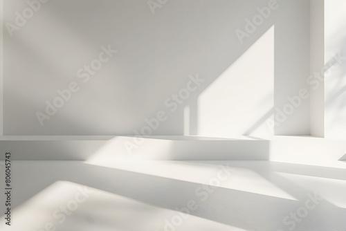 Minimal white light and shadow background. A serene white background with gentle light.