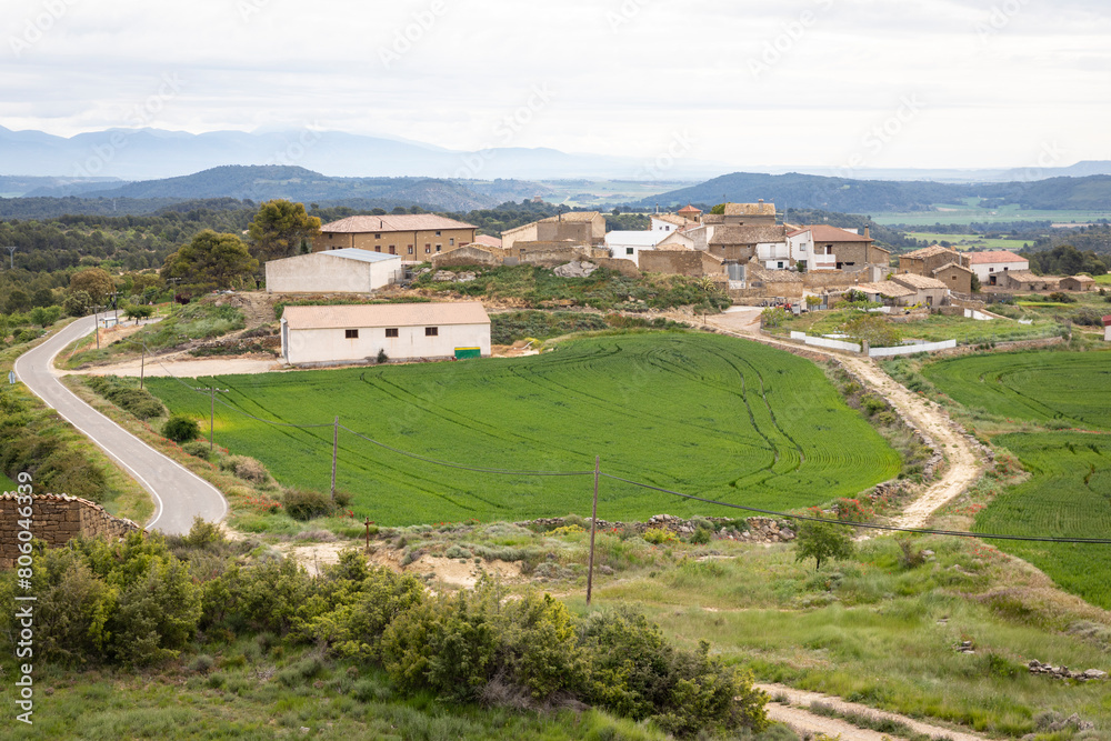 Naklejka premium a view over Casas de Esper village, municipality of Ardisa, comarca of Cinco Villas, province of Zaragoza, Aragon, Spain