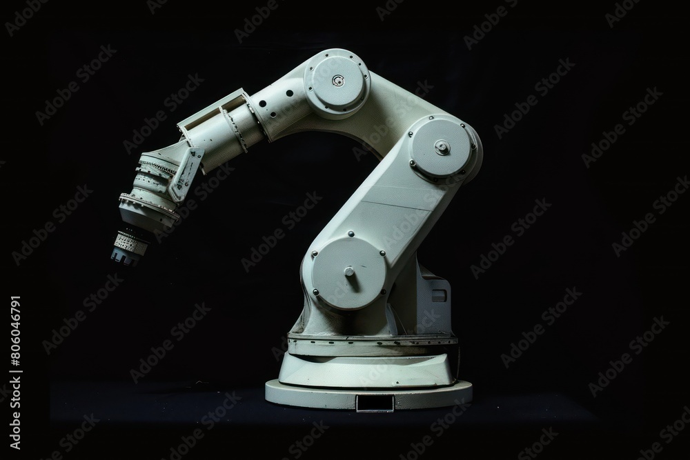 white industrial robot on black white industrial robot on black