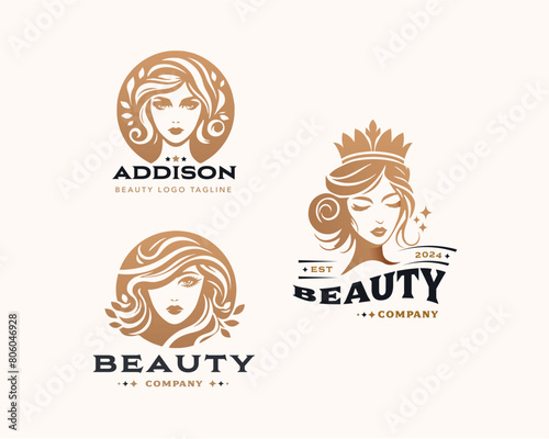 Vector elegant beauty woman salon logo design collections for company